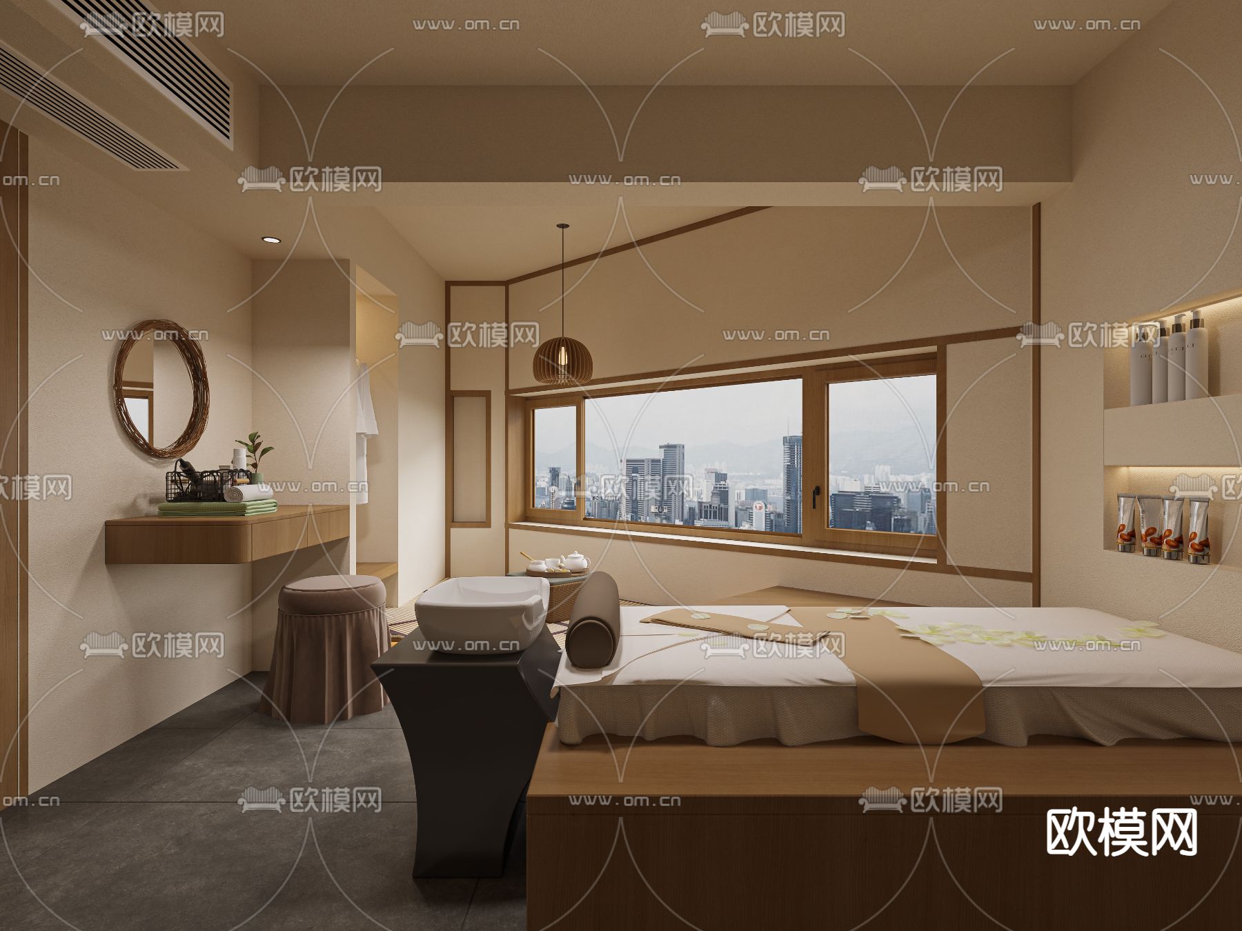 日式美容院 spa会所3d模型下载（渲染图2）