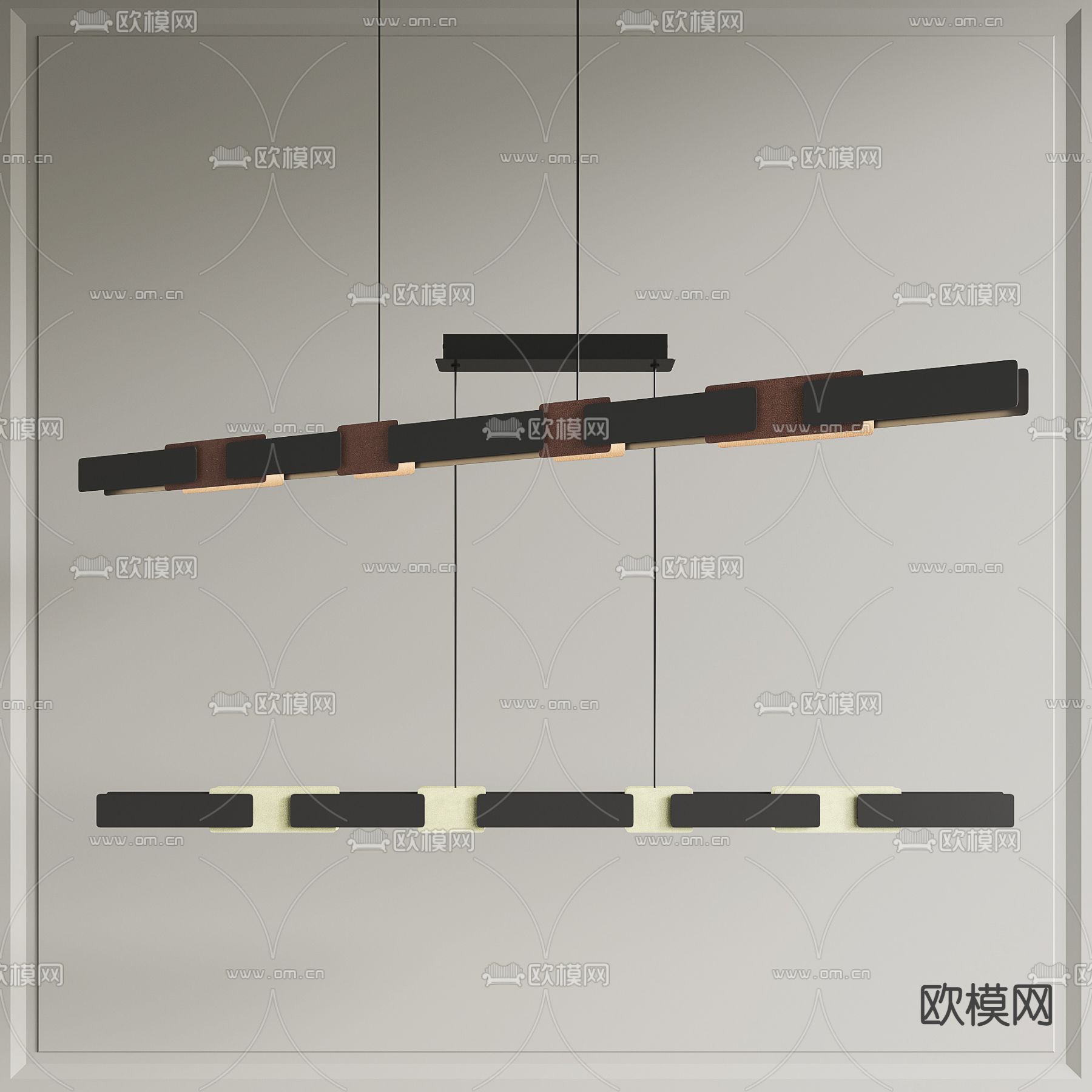 现代一字型吊灯3d模型下载