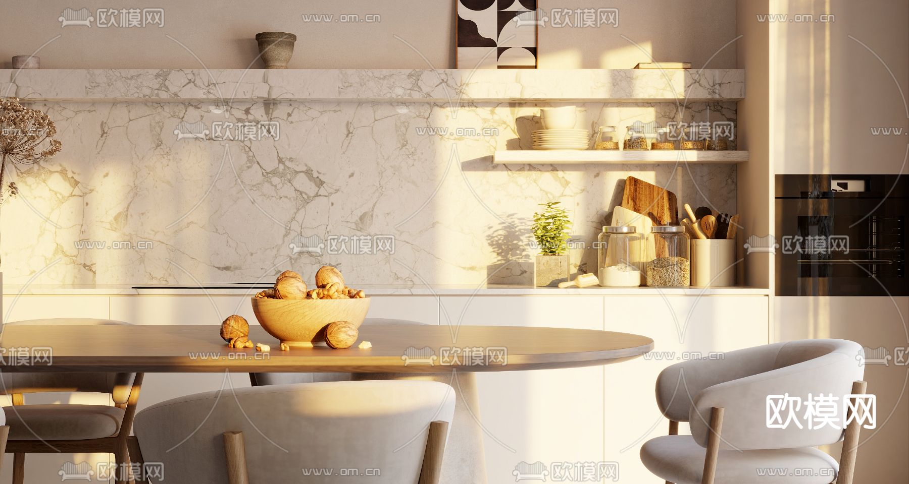 侘寂客餐厅3d模型下载（渲染图3）