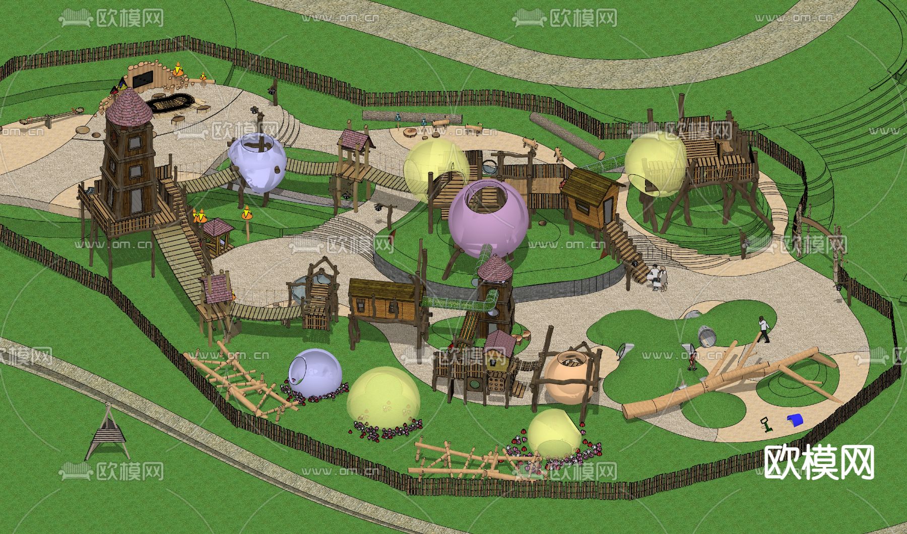现代农场儿童活动场地su模型下载（渲染图4）