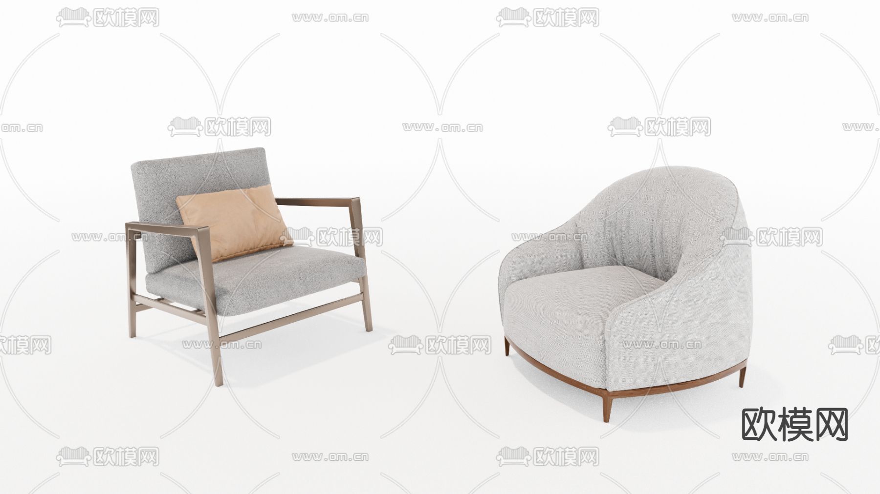现代布艺休闲椅su模型下载（渲染图1）