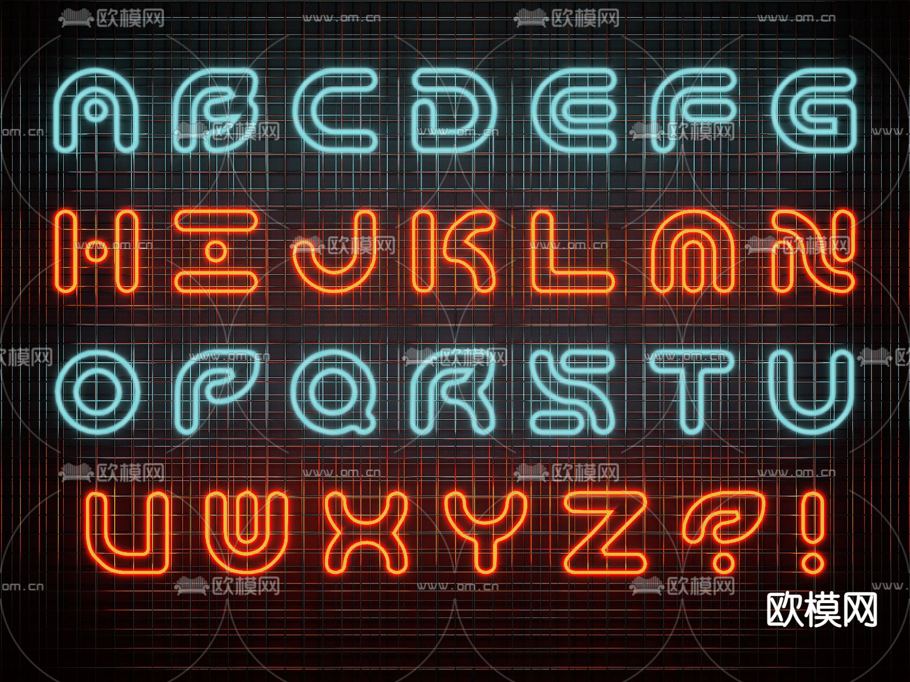 字母霓虹灯 网红打卡墙3d模型下载