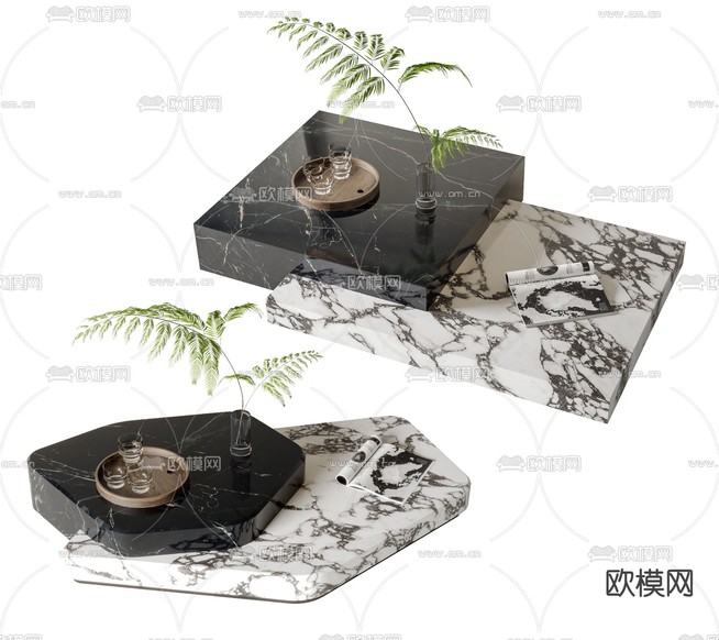 现代大理石茶几3d模型下载