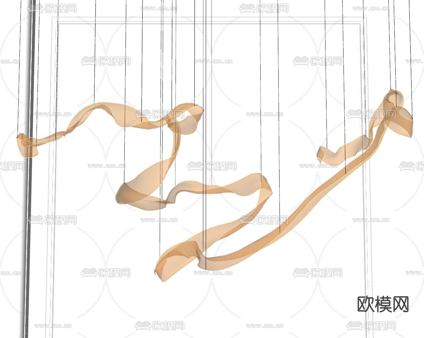 现代飘带装饰吊灯su模型下载（渲染图2）
