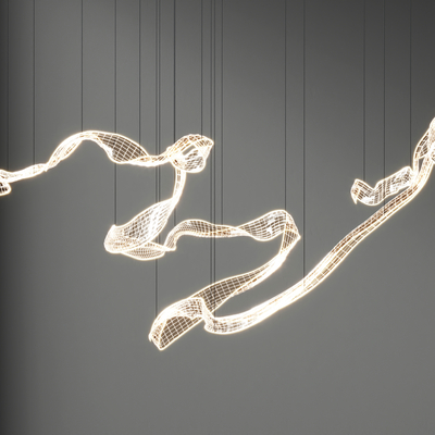  现代飘带装饰吊灯su模型 