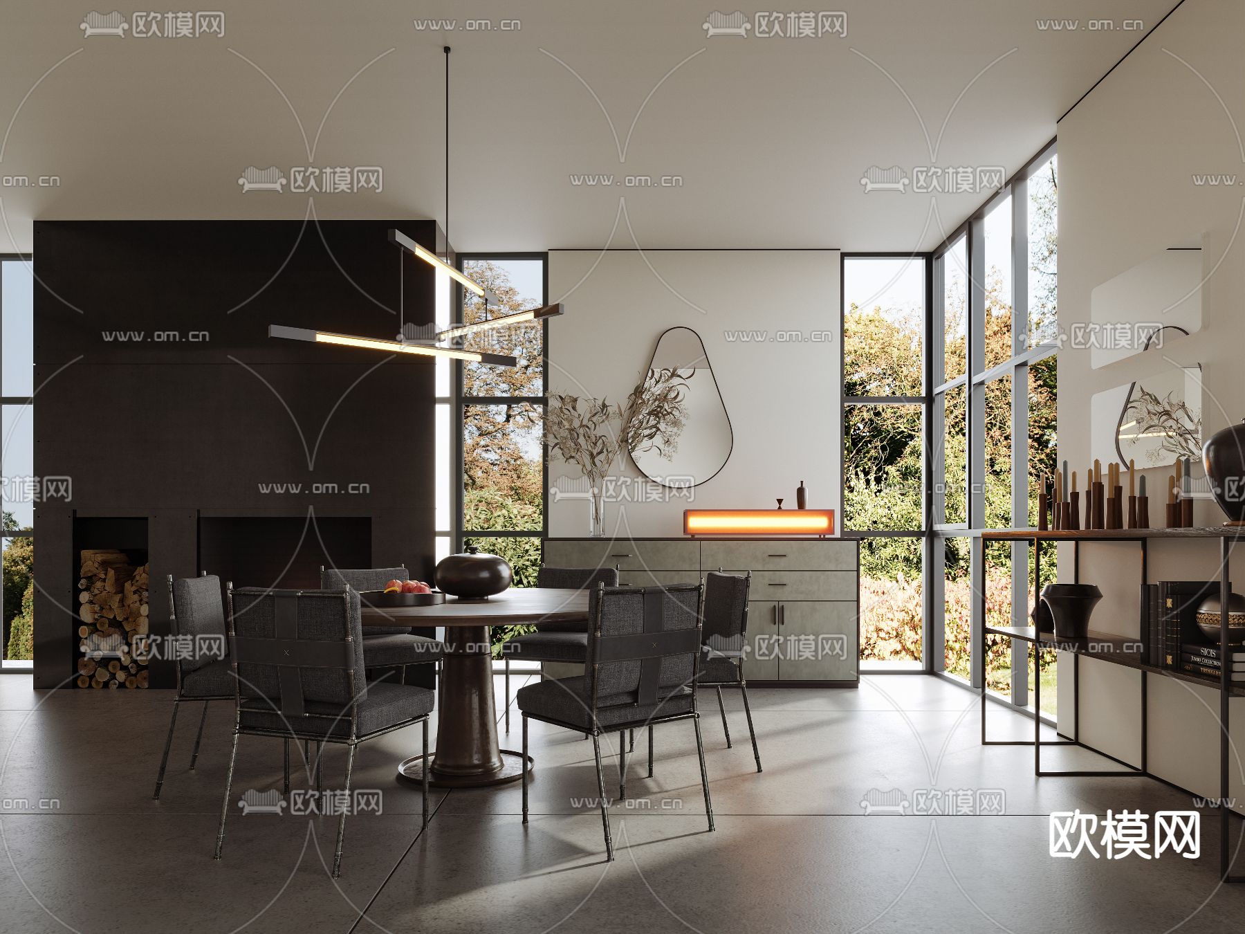 工业风餐厅3d模型下载（渲染图1）