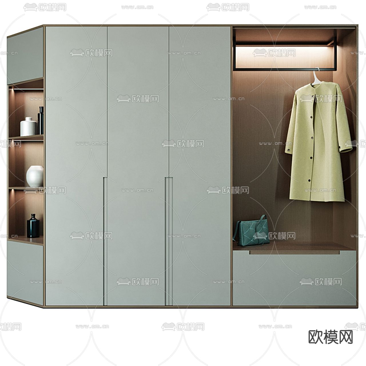 转角衣柜 衣橱3d模型下载