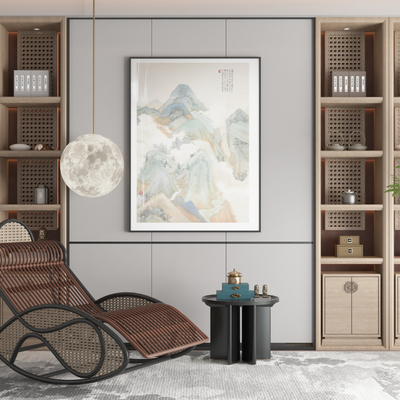  新中式躺椅边几su模型 