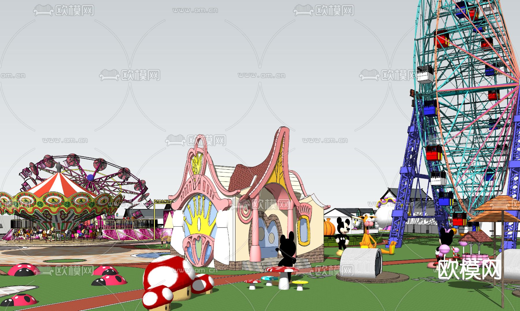 现代游乐场游乐器械su模型下载（渲染图4）