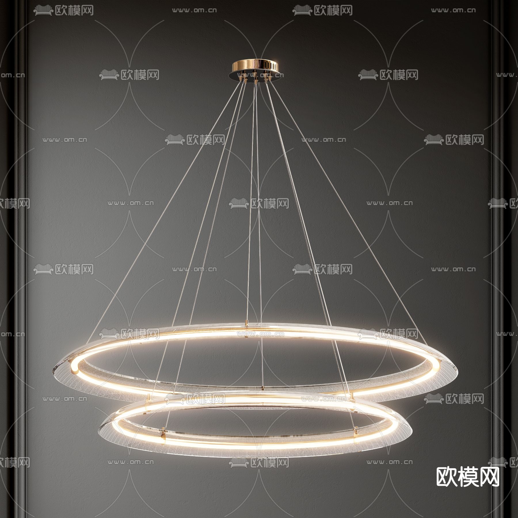 现代圆环 双层吊灯3d模型下载_ID12155171_3dmax免费模型-欧模网