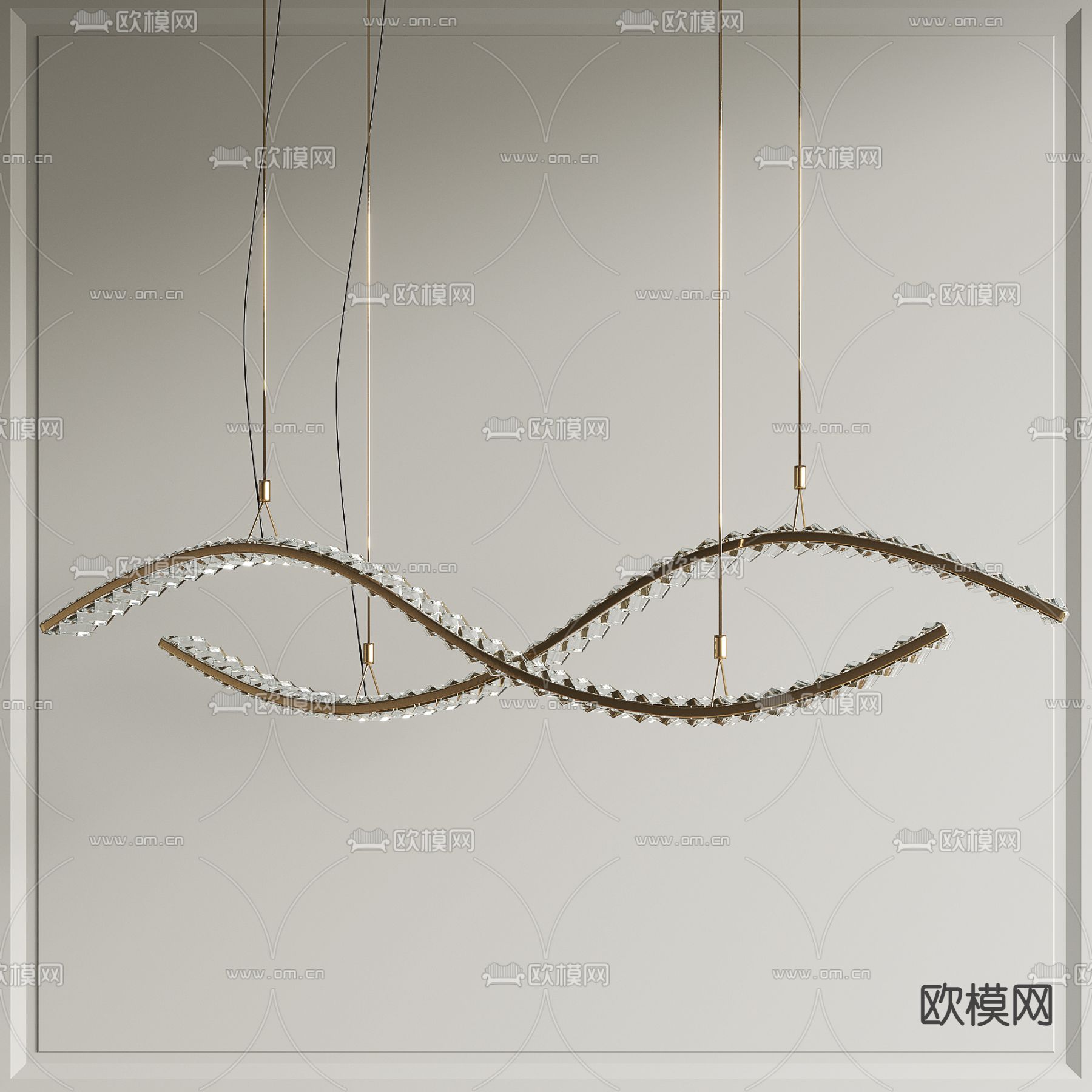 现代环形吊灯金属吊灯su模型
