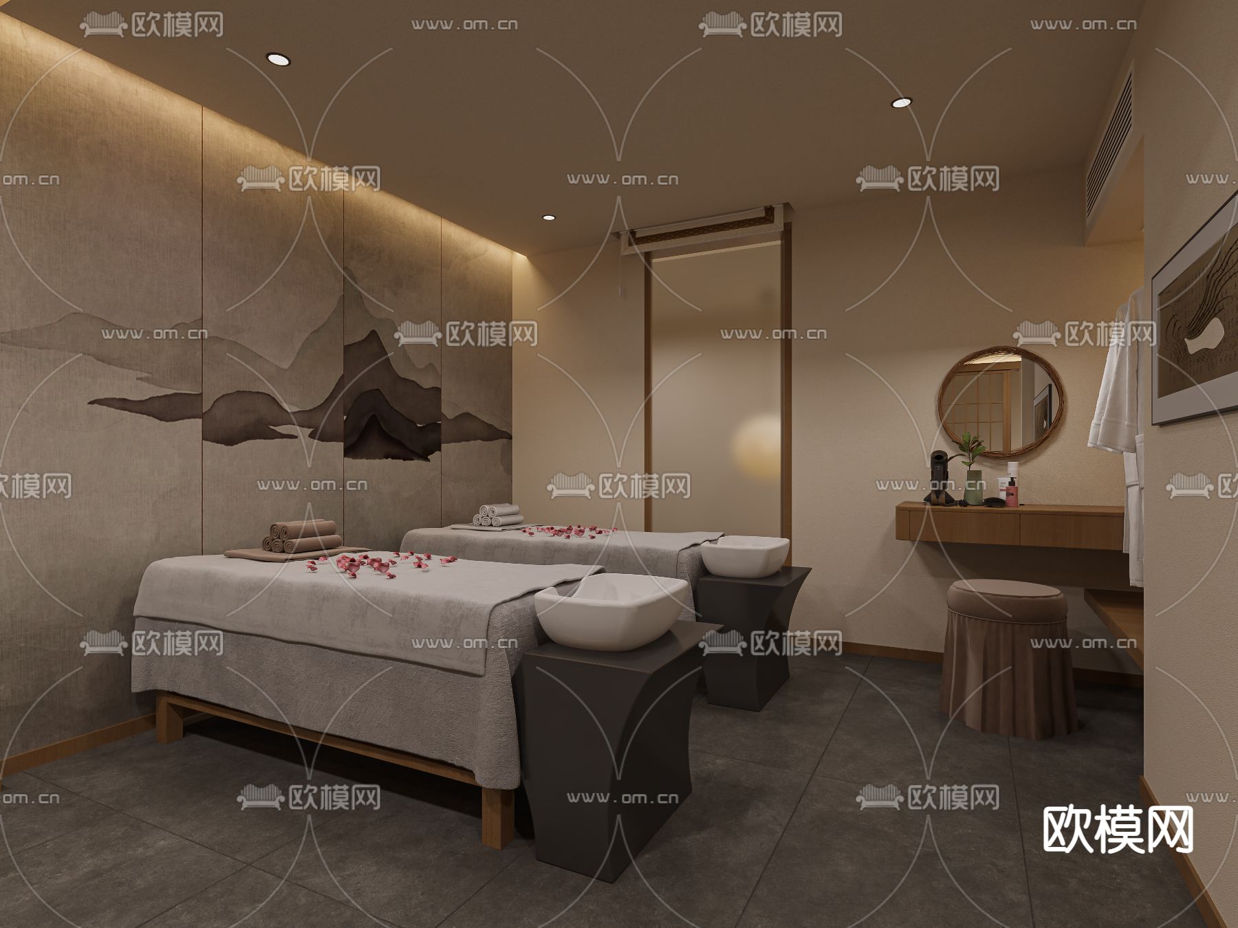 日式美容院 spa会所3d模型下载（渲染图1）