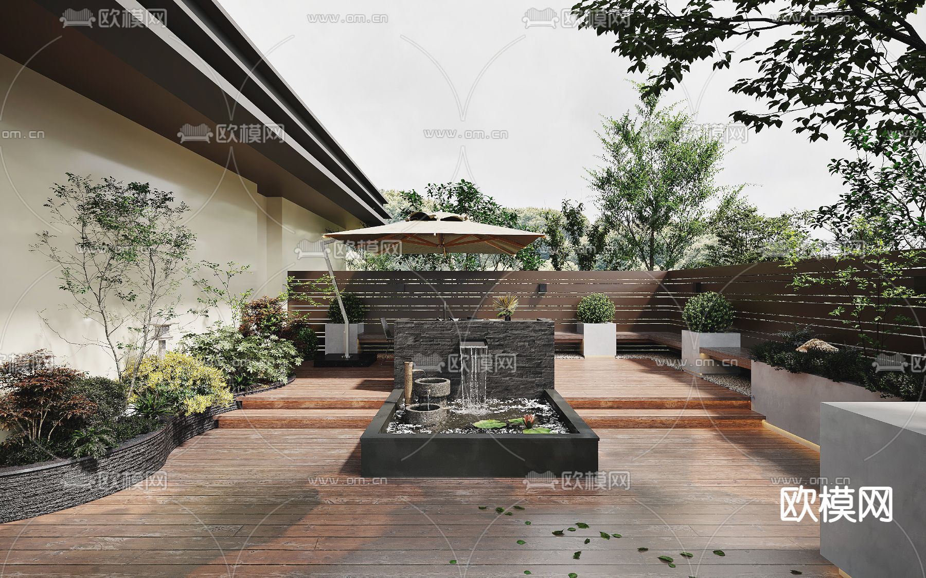 别墅花园 庭院景观3d模型下载