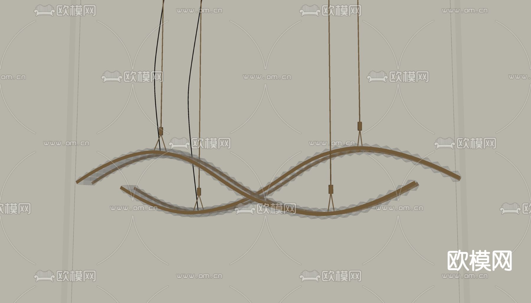 现代环形吊灯金属吊灯su模型