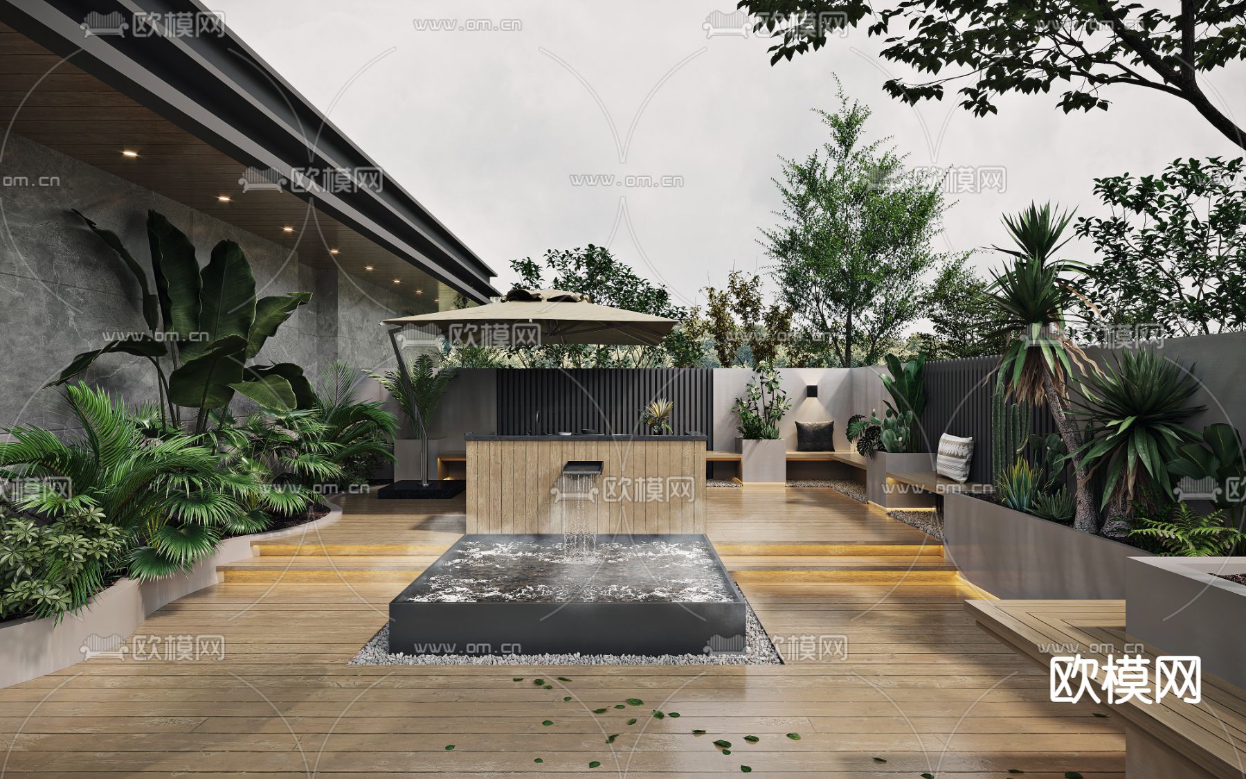 别墅庭院 花园露台3d模型下载