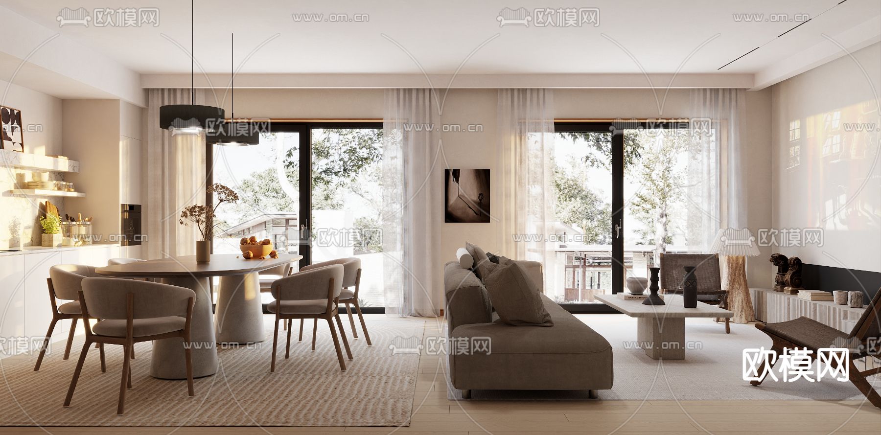 侘寂客餐厅3d模型下载（渲染图6）