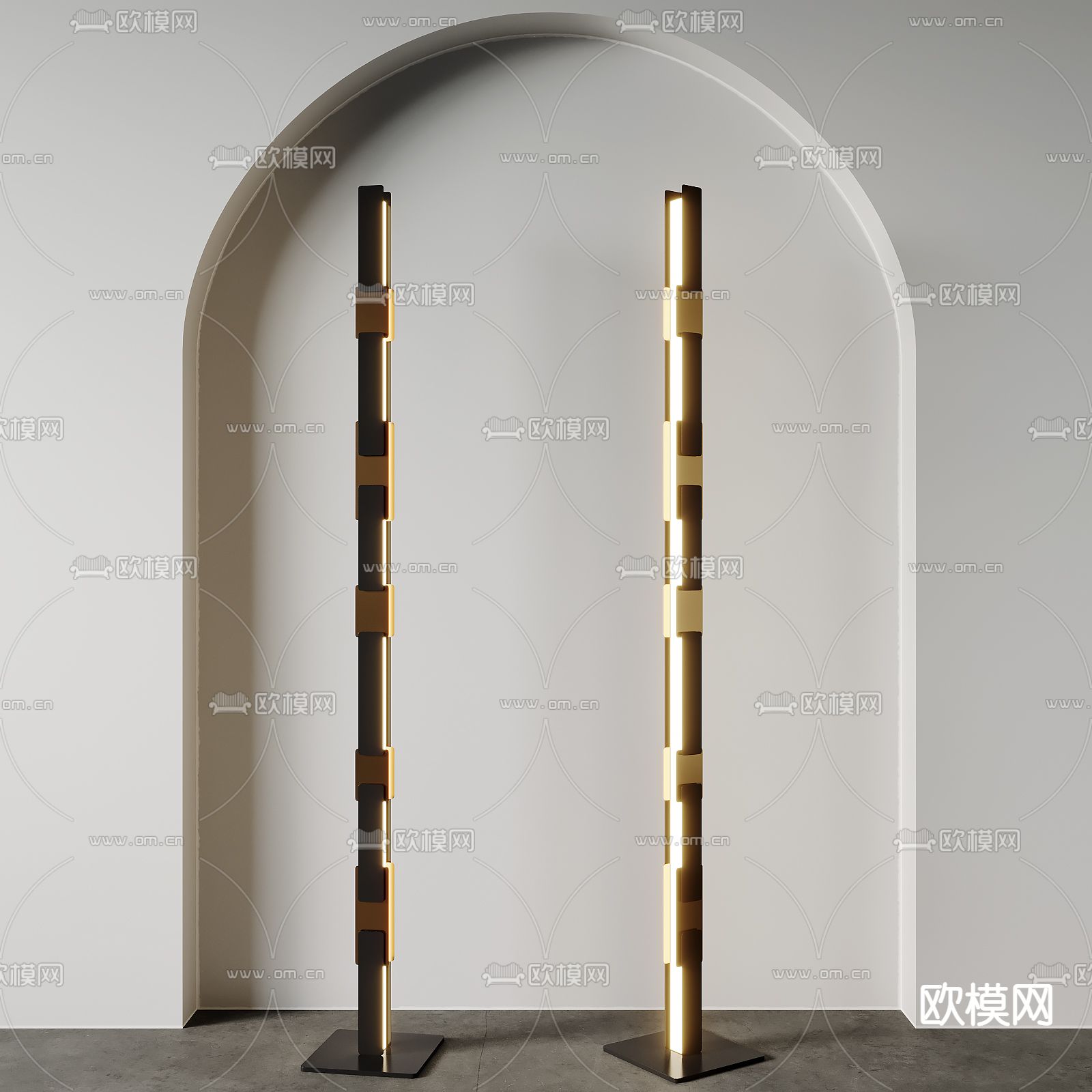 轻奢立柱落地灯3d模型下载
