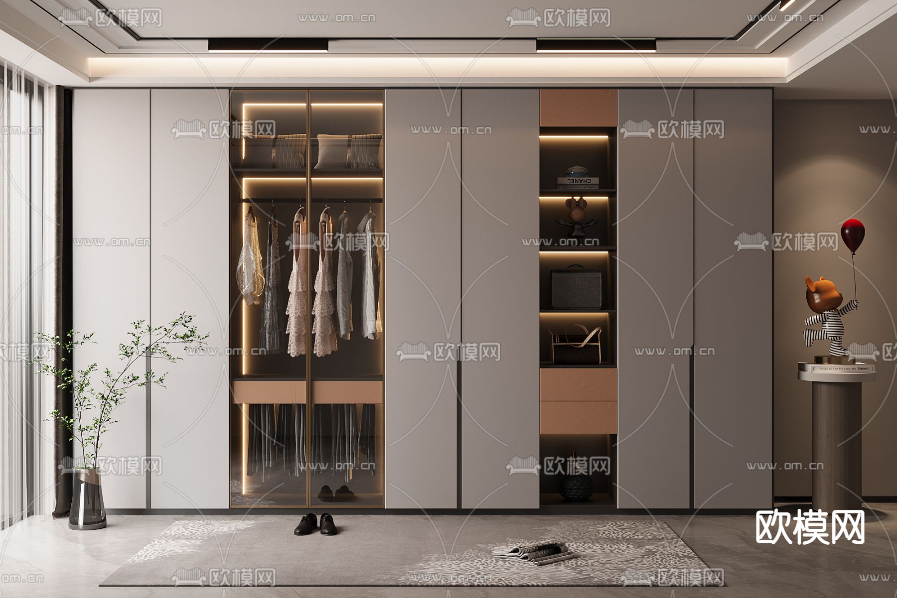 现代衣柜3d模型下载