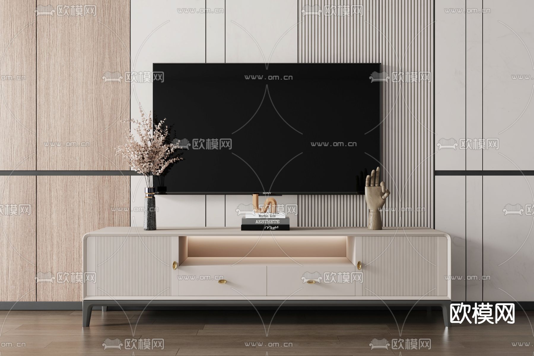 现代电视柜3d模型下载