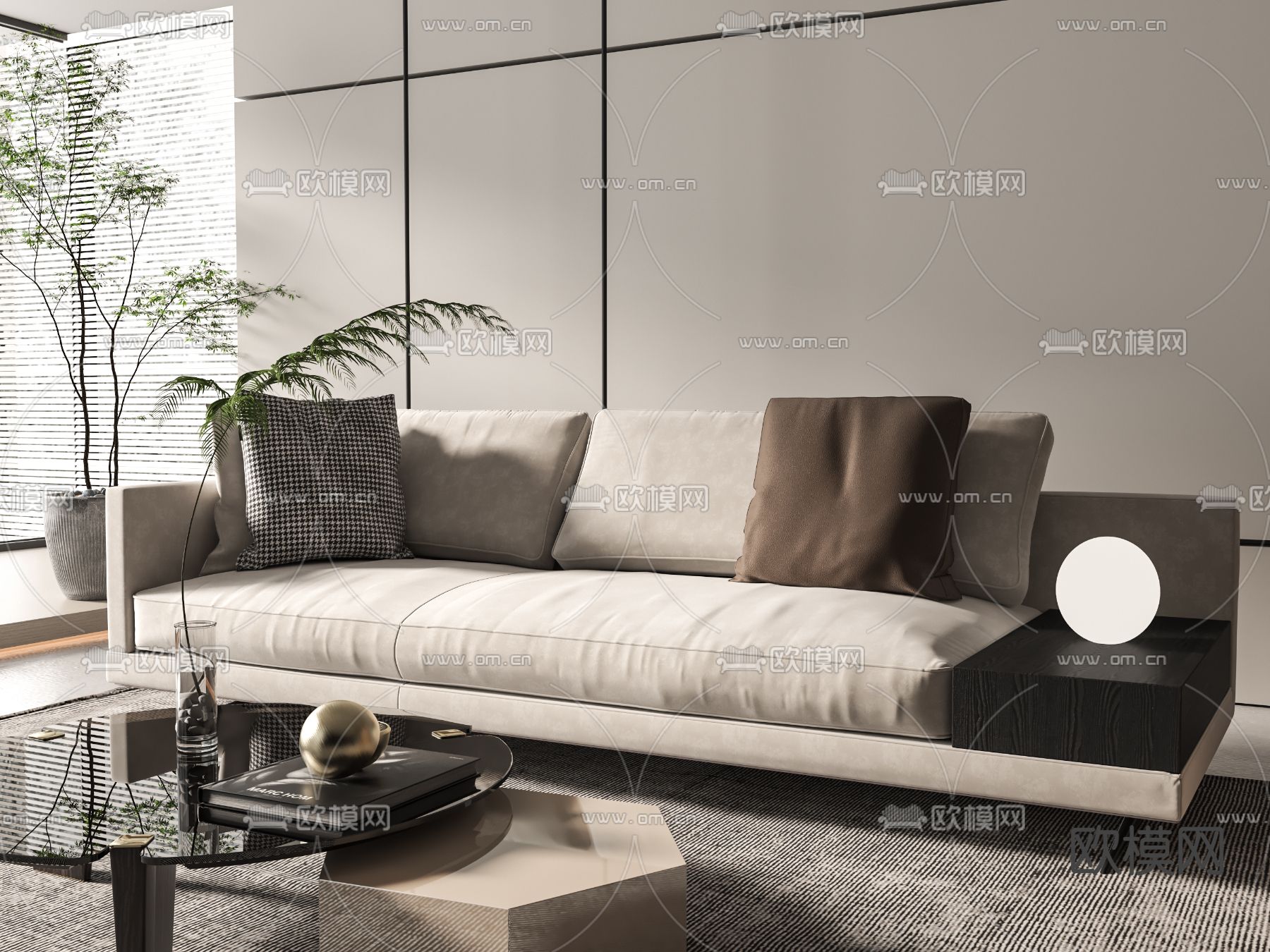 现代客厅3d模型下载（渲染图2）