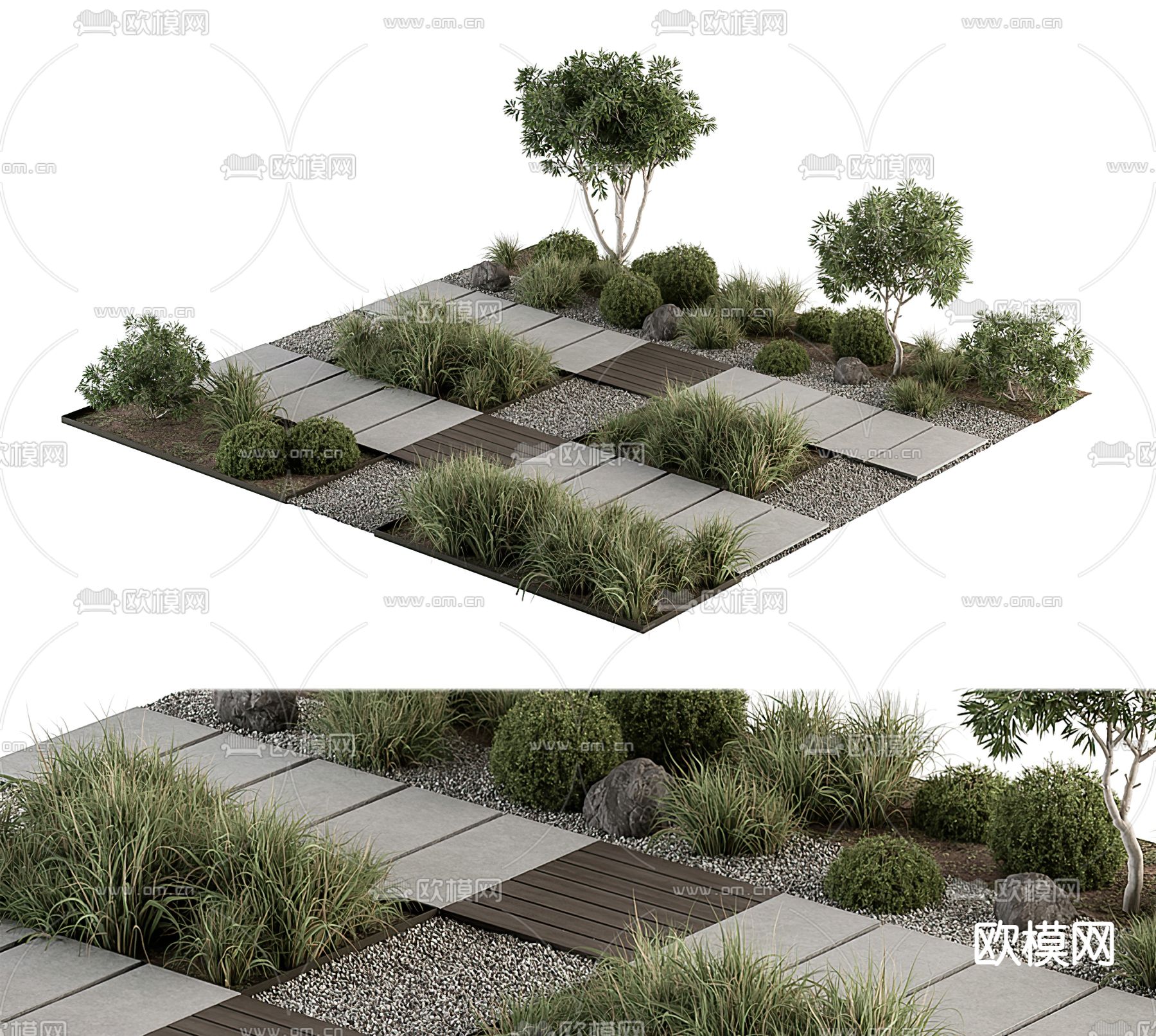 现代绿植丁步 景观小品3d模型下载_ID12157681_3dmax免费模型-欧模网
