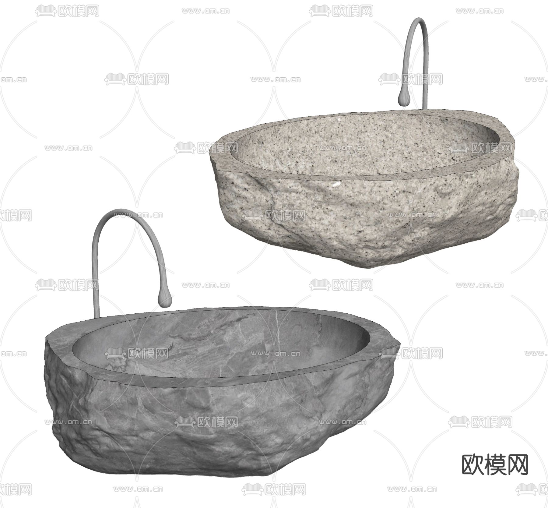 现代石头台盆su模型下载（渲染图2）