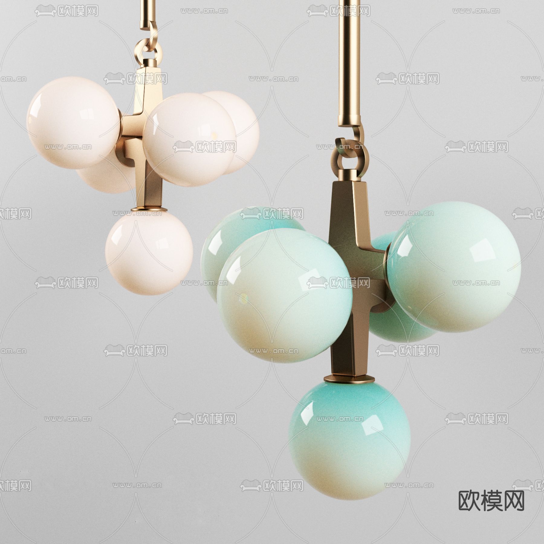 现代球形吊灯3d模型下载_ID12159611_3dmax免费模型-欧模网