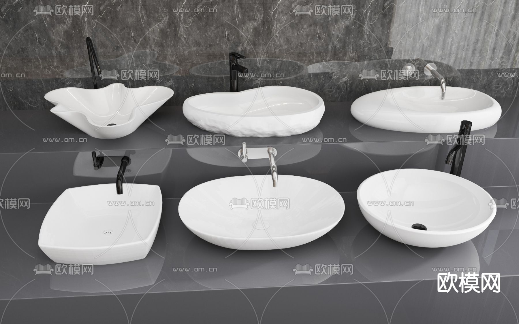 现代洗手盆 台盆3d模型