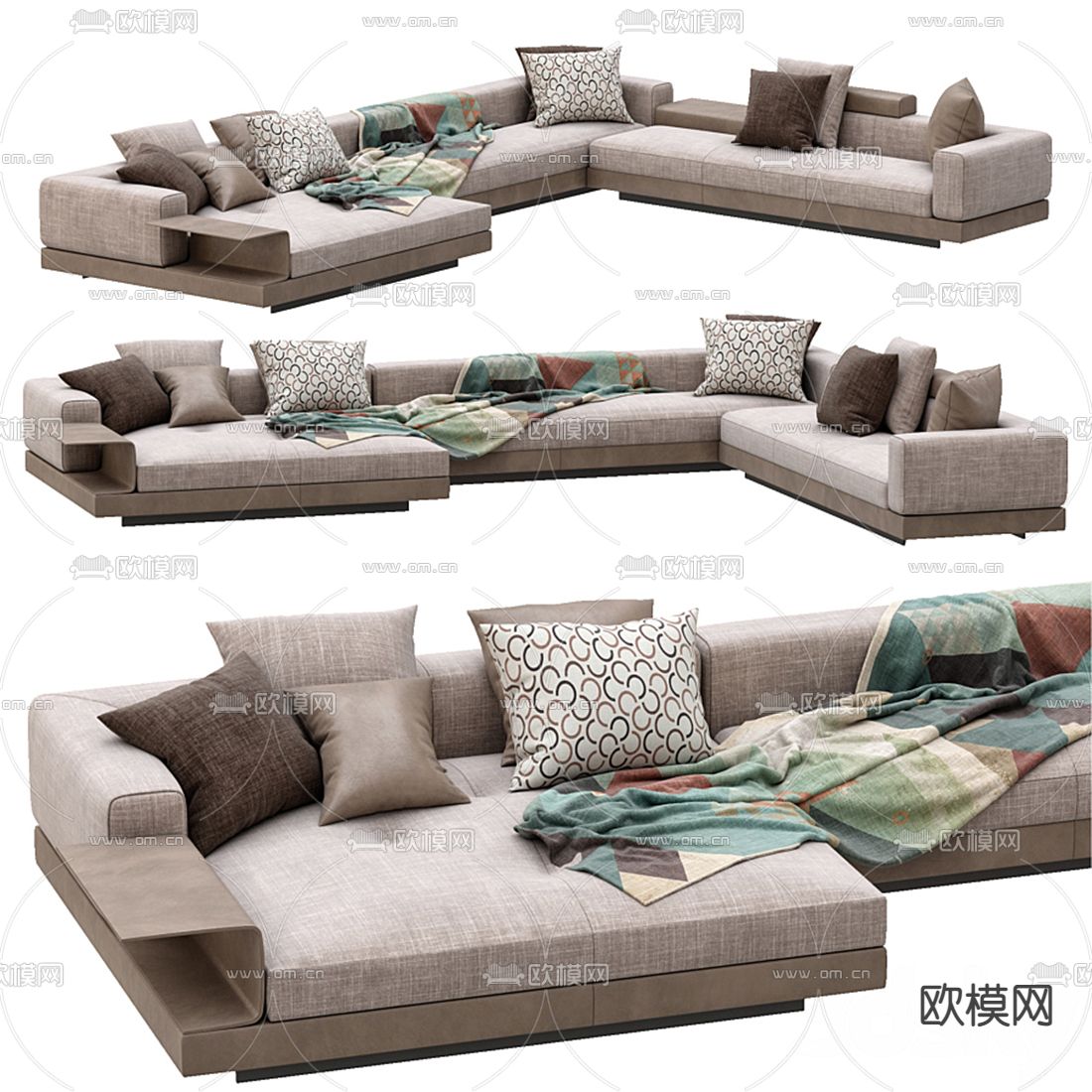 现代转角沙发3d模型下载_ID12159887_3dmax免费模型-欧模网