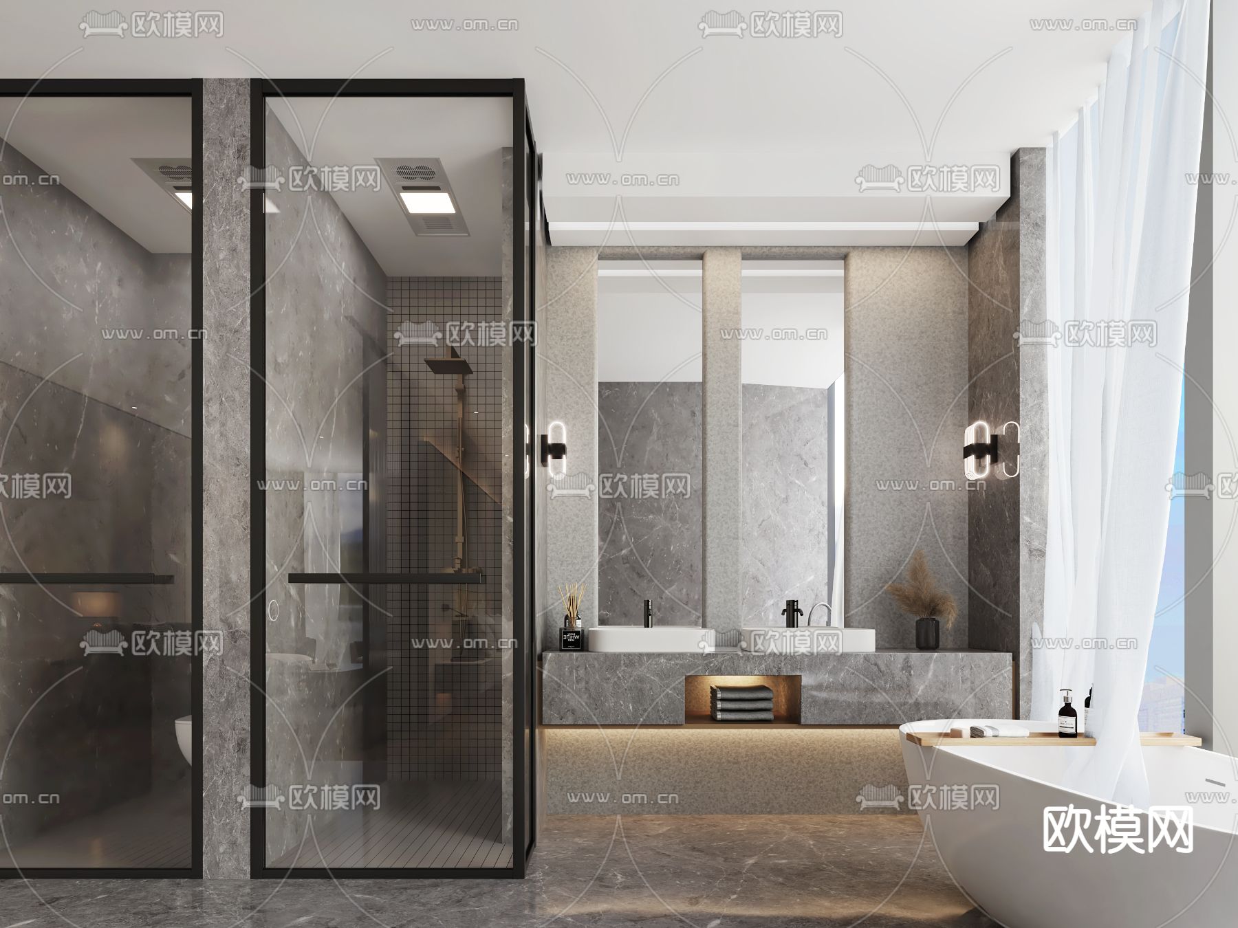 现代浴室 卫生间3d模型下载