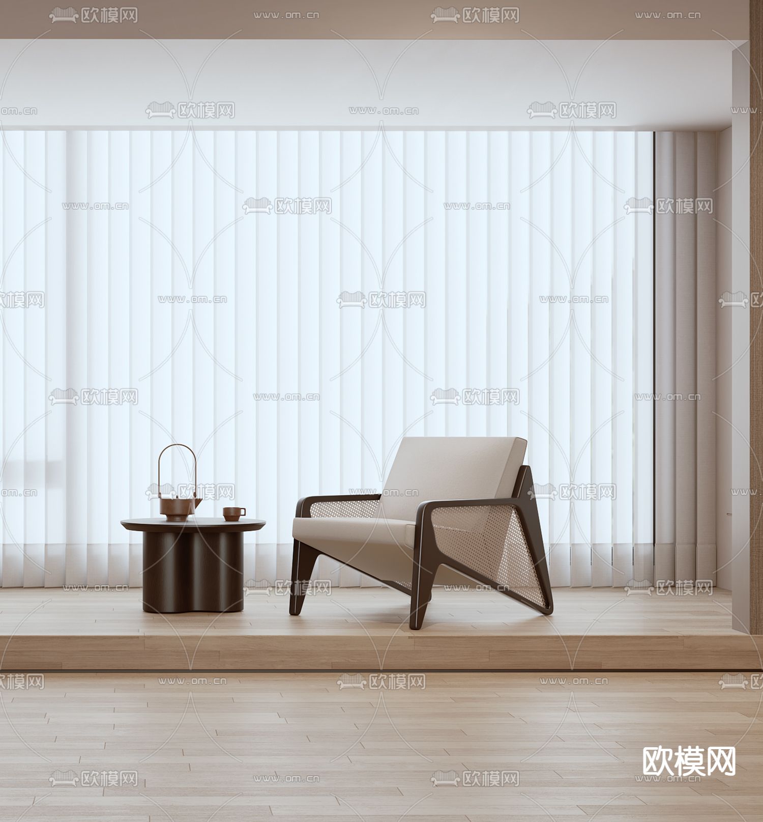 现代梦幻窗帘 百叶竖条帘3d模型