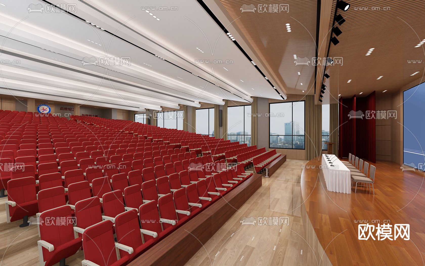 现代阶梯报告厅 大会议室3d模型下载（渲染图3）