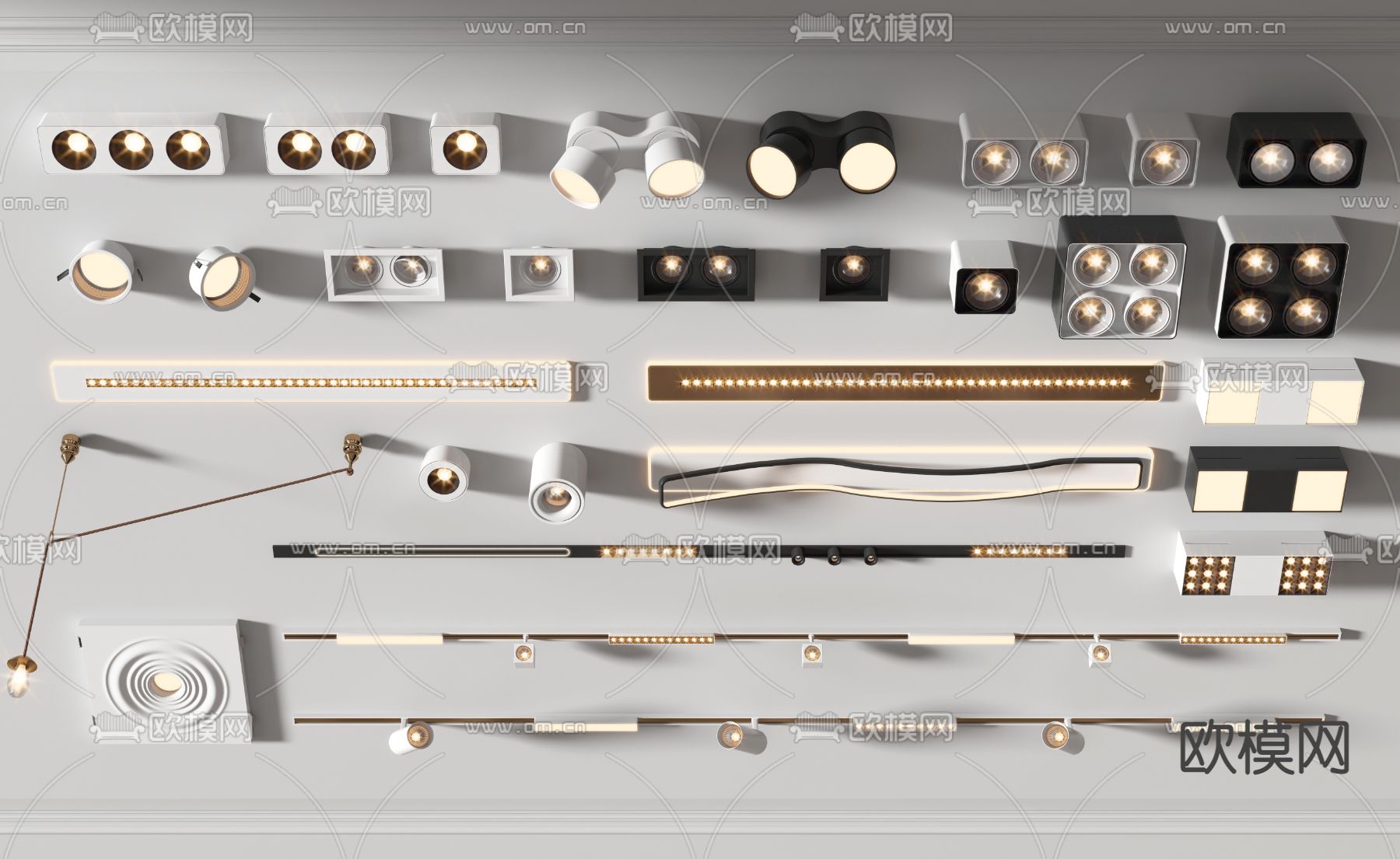 轨道筒灯 磁吸射灯 射灯3d模型