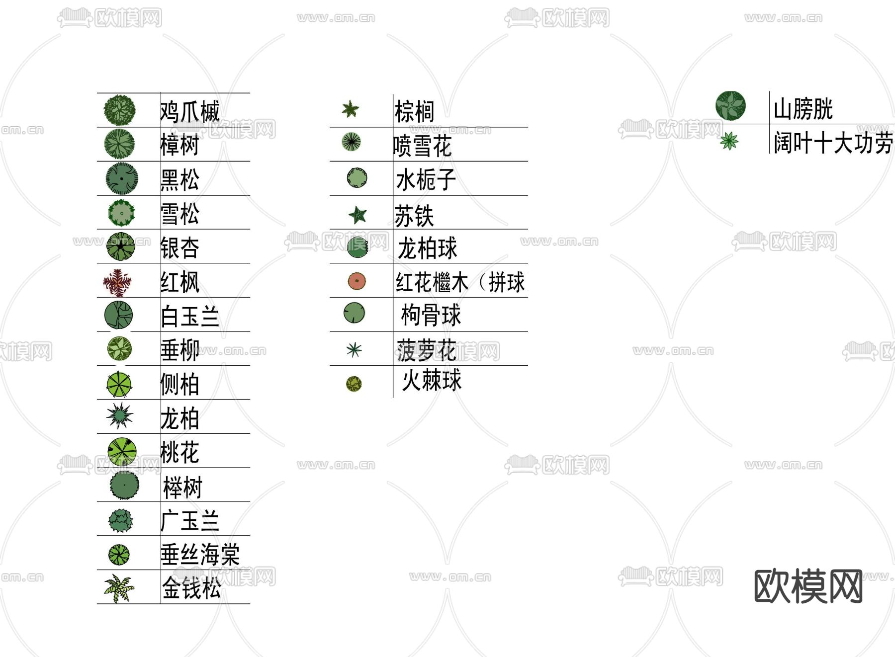 现代大树绿植植物平面图psd下载
