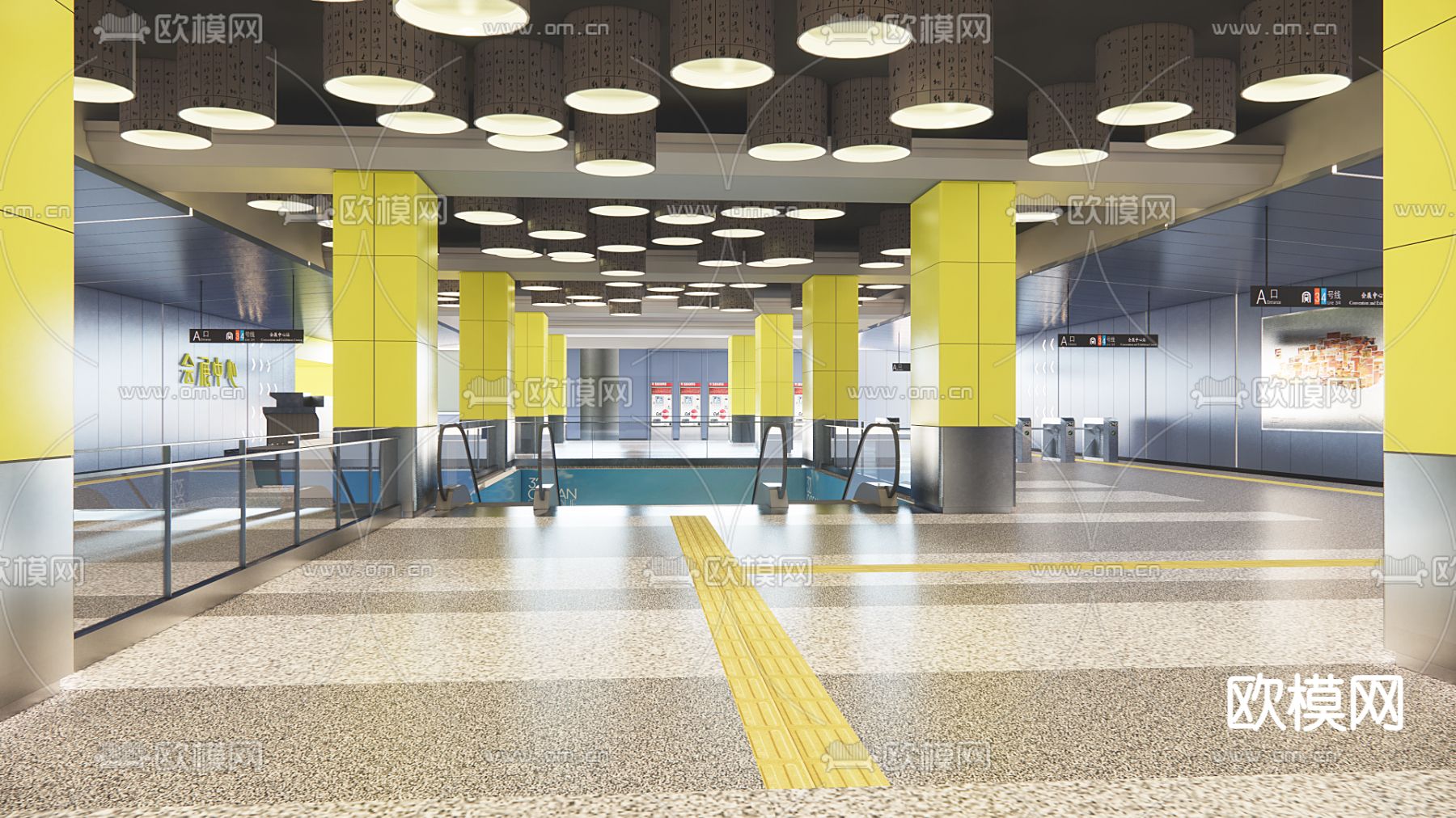 现代地铁站su模型下载（渲染图1）