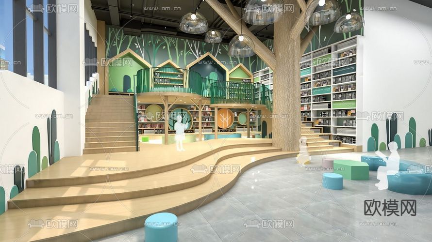 现代图书馆su模型下载（渲染图4）