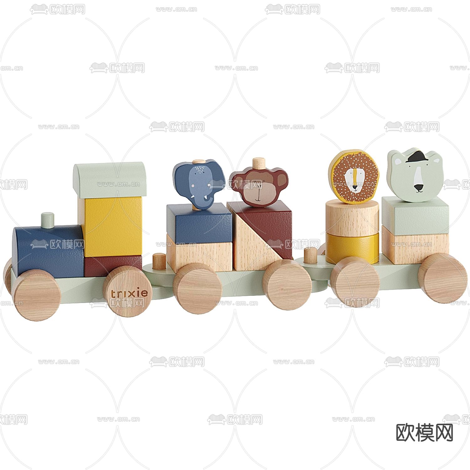卡通动物积木 儿童玩具3d模型