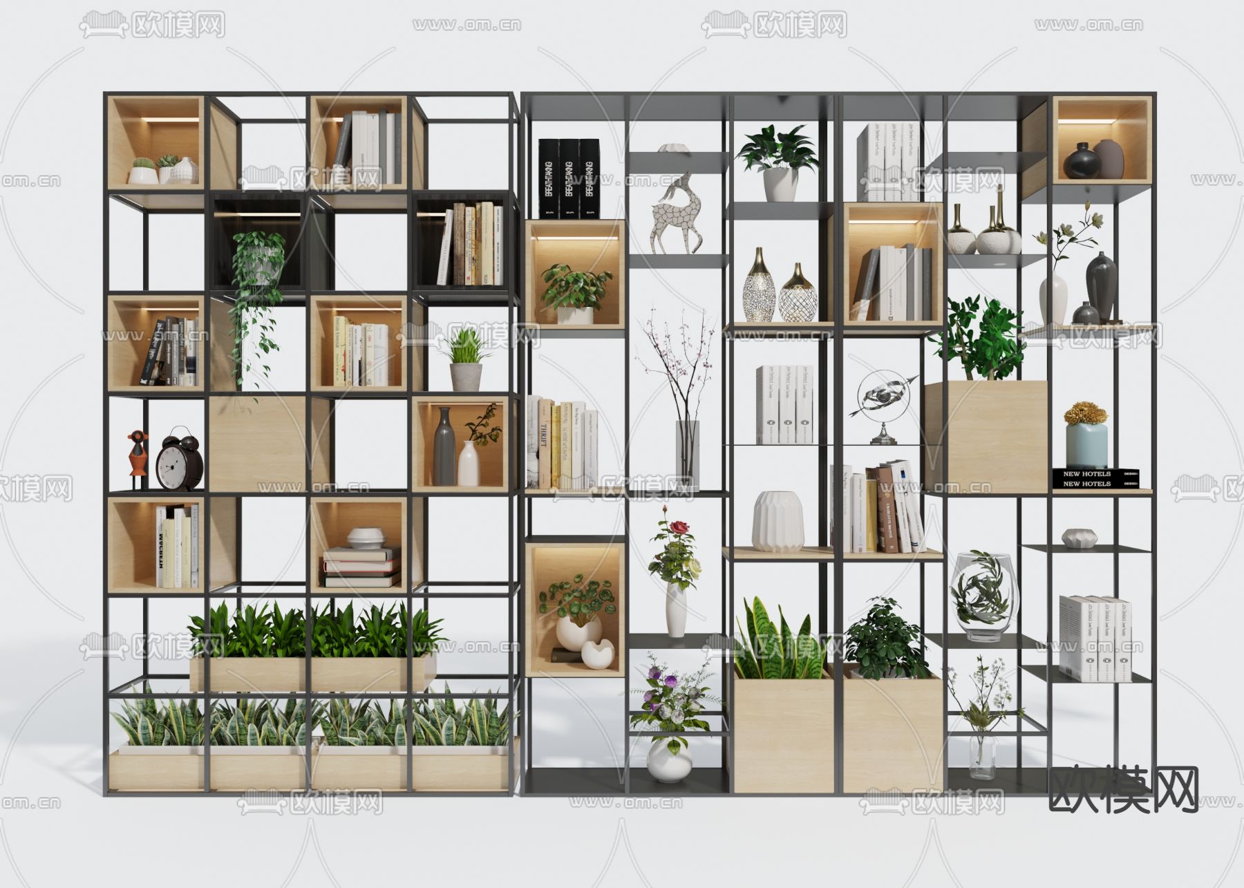 工业风铁艺书架 置物架模型下载