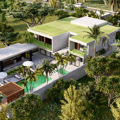 现代民宿建筑鸟瞰su模型