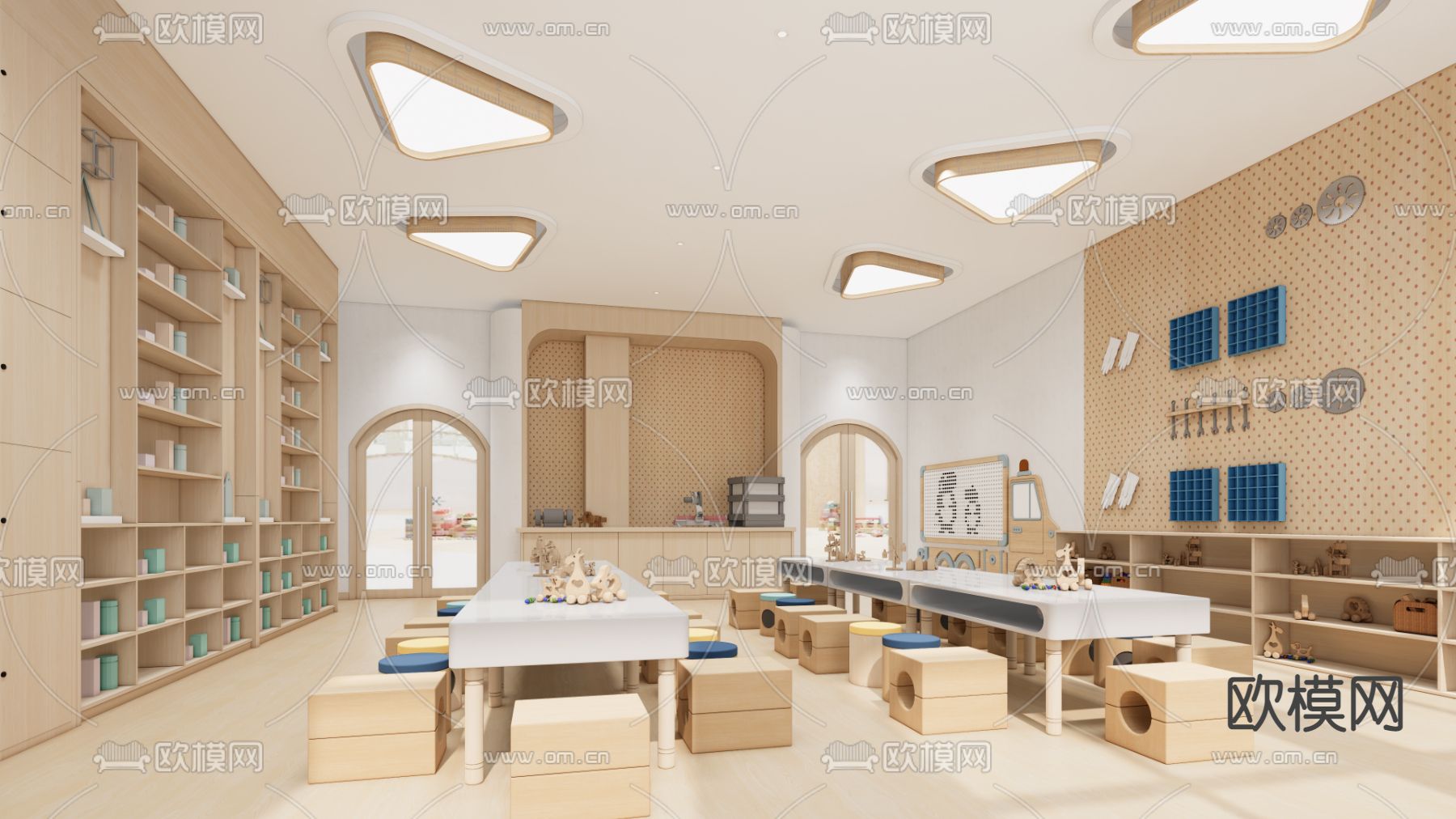 现代幼儿园手工教室su模型下载（渲染图2）