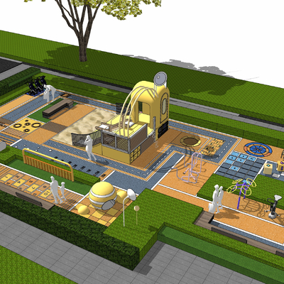  现代直线造型儿童活动区su模型 