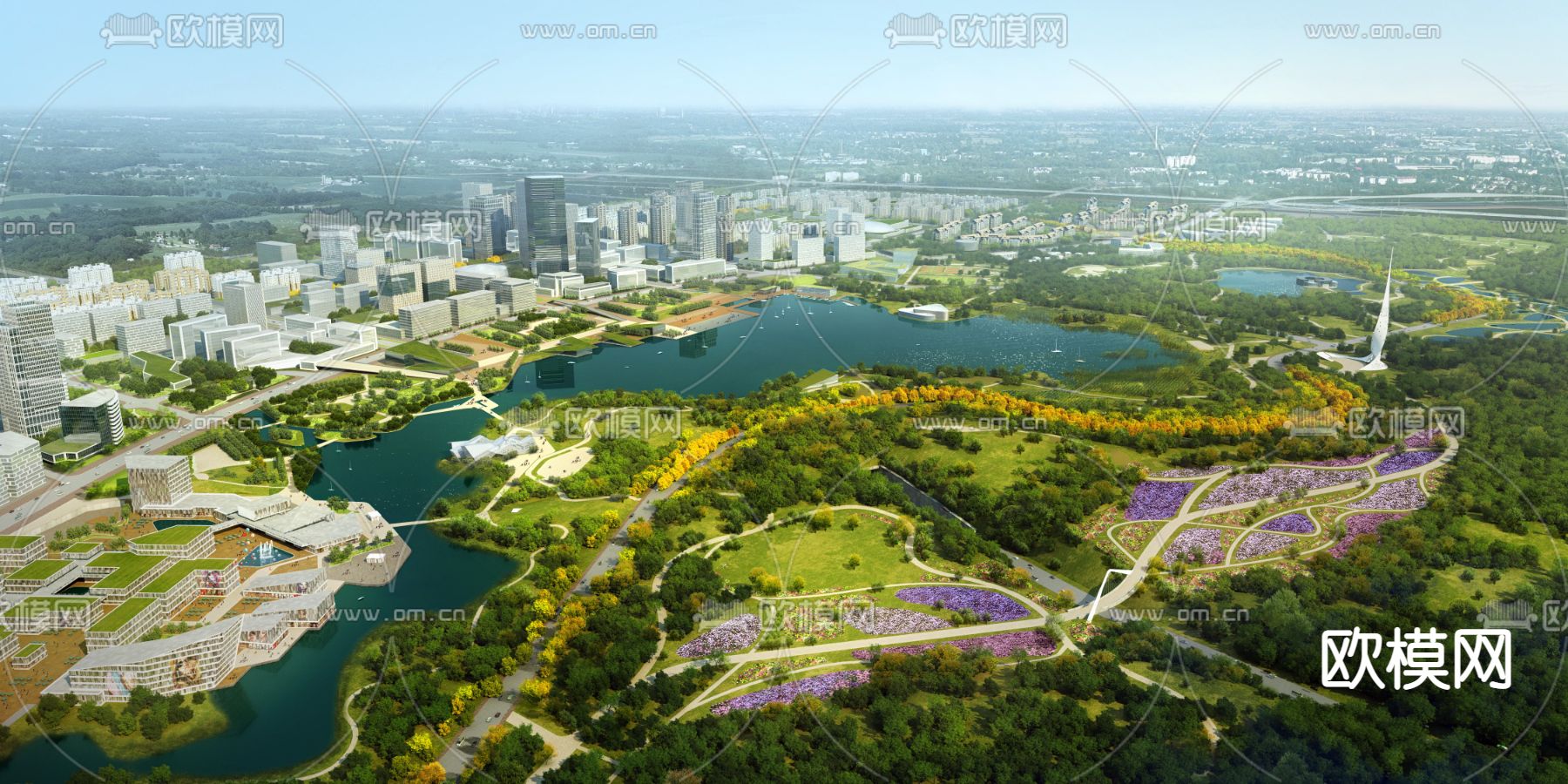 现代湿地园林鸟瞰psd下载_ID12158859_3dmax免费模型-欧模网