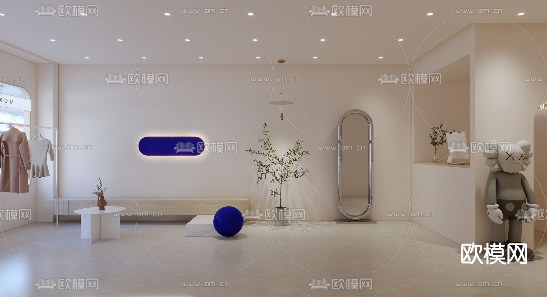 奶油风女装店 服装店3d模型下载_ID12157642_3dmax免费模型-欧模网