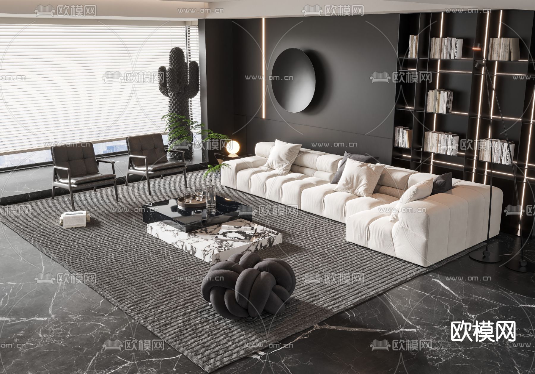 现代转角组合沙发3d模型下载_ID12160662_3dmax免费模型-欧模网