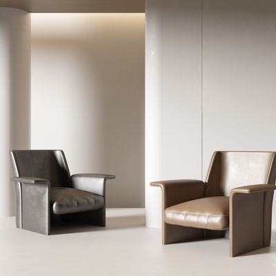  Minotti 皮革单人沙发su模型 