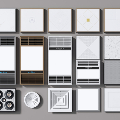  现代浴霸 灯铝扣板 排气扇su模型 