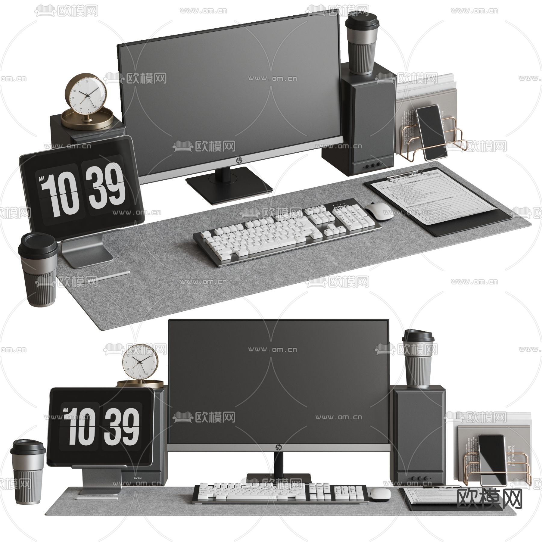 台式电脑 平板 文具3d模型下载