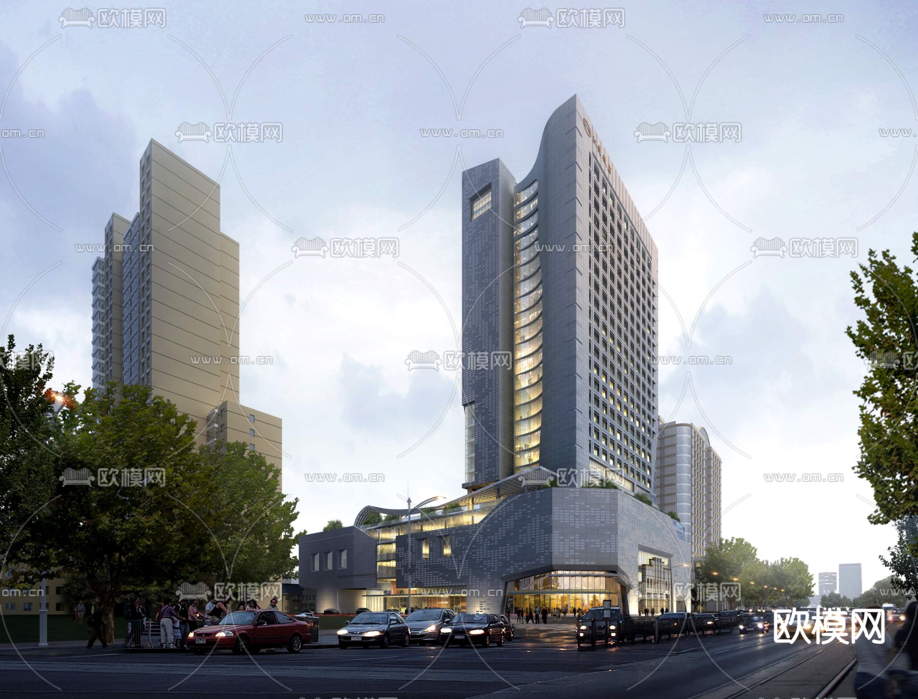 现代办公楼建筑外观psd下载