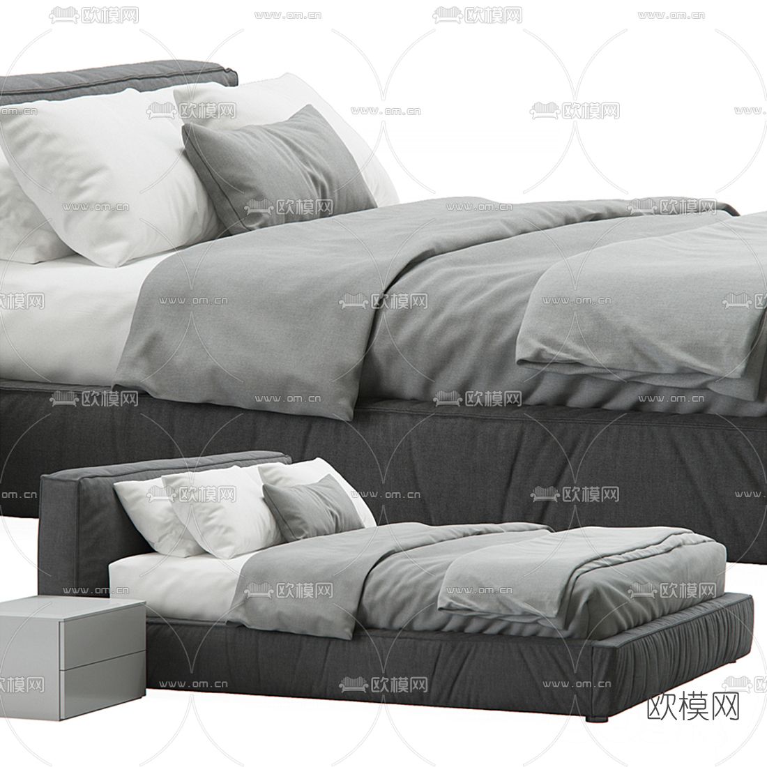 Flexform 双人床3d模型下载（渲染图3）