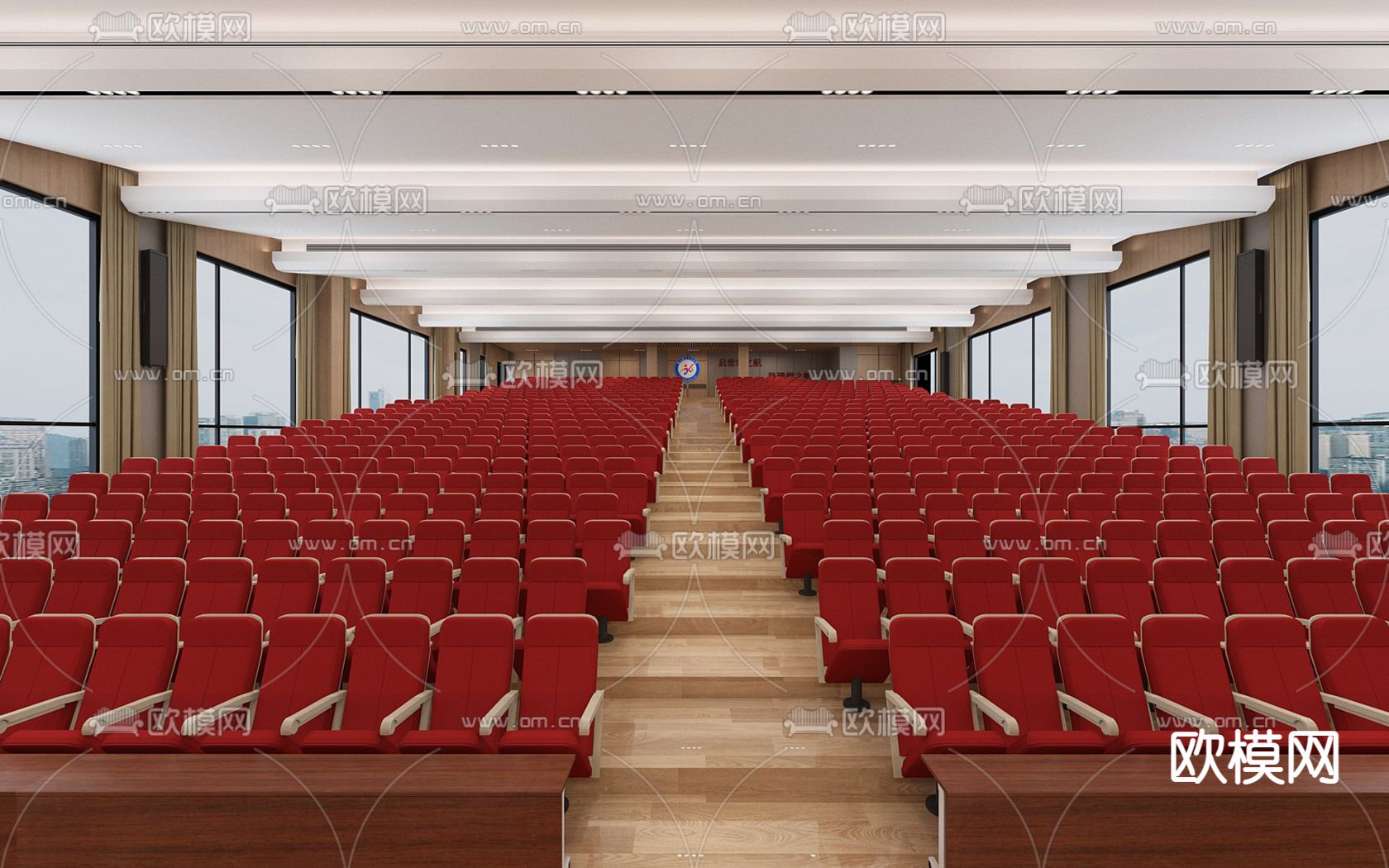 现代阶梯报告厅 大会议室3d模型下载（渲染图2）